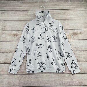 ACEGolfs Stickman Golfer Asymmetrical 1/4 Zip Pullover Women's Small White NEW‎